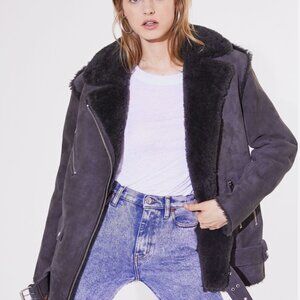 IRO Comody Lambskin Jacket - Wool Lining - Grey - Women's Sz 38 - New with Tags